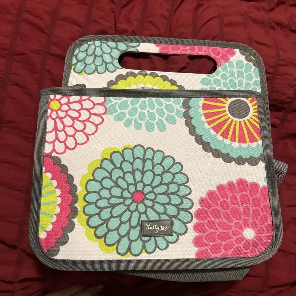 Thirty One Double Duty Caddy w/ Handle Vibrant Floral Print NEW